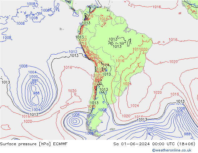 приземное давление ECMWF сб 01.06.2024 00 UTC