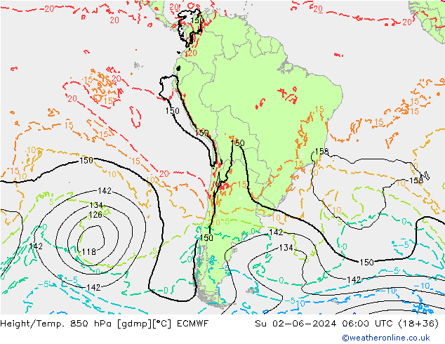 Z500/Rain (+SLP)/Z850 ECMWF dom 02.06.2024 06 UTC