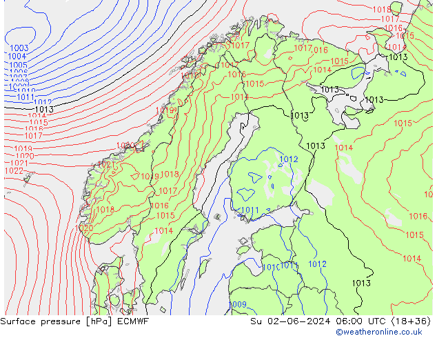 Bodendruck ECMWF So 02.06.2024 06 UTC