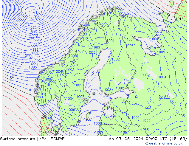 Yer basıncı ECMWF Pzt 03.06.2024 09 UTC