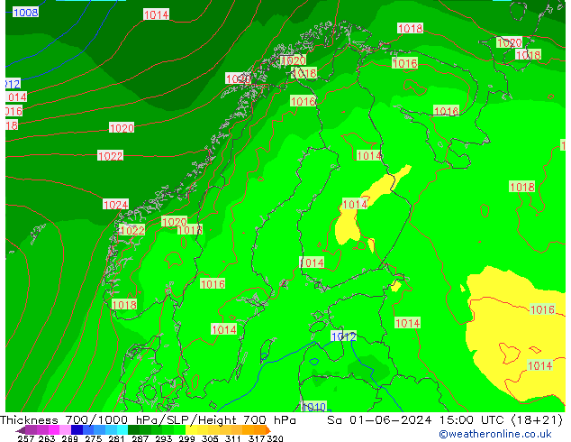 Schichtdicke 700-1000 hPa ECMWF Sa 01.06.2024 15 UTC