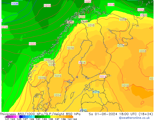 Thck 850-1000 hPa ECMWF So 01.06.2024 18 UTC