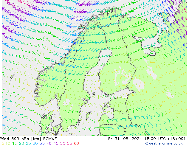 风 500 hPa ECMWF 星期五 31.05.2024 18 UTC