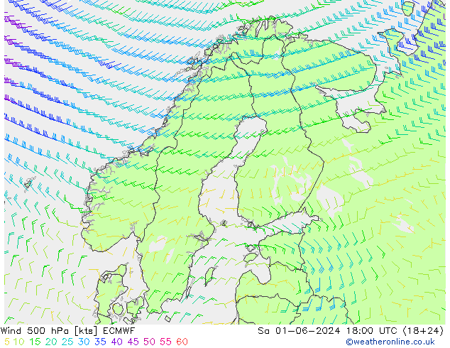 Vento 500 hPa ECMWF Sáb 01.06.2024 18 UTC