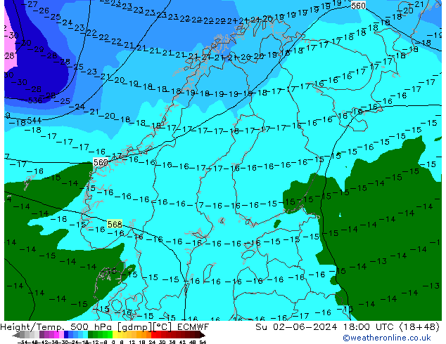 Z500/Rain (+SLP)/Z850 ECMWF Su 02.06.2024 18 UTC