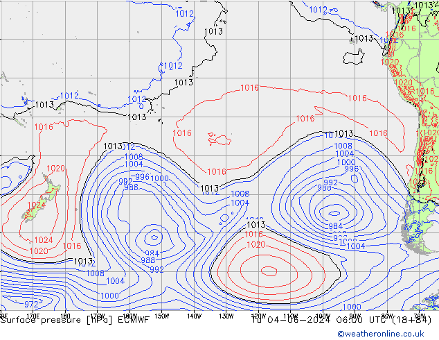 Atmosférický tlak ECMWF Út 04.06.2024 06 UTC