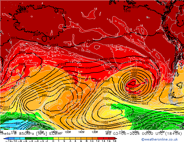 Theta-W 850hPa ECMWF  03.06.2024 00 UTC