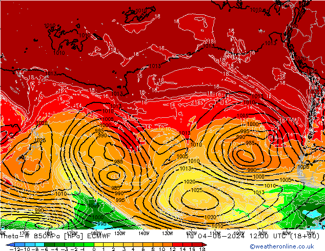 Theta-W 850hPa ECMWF Út 04.06.2024 12 UTC