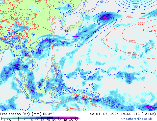 Z500/Regen(+SLP)/Z850 ECMWF za 01.06.2024 00 UTC