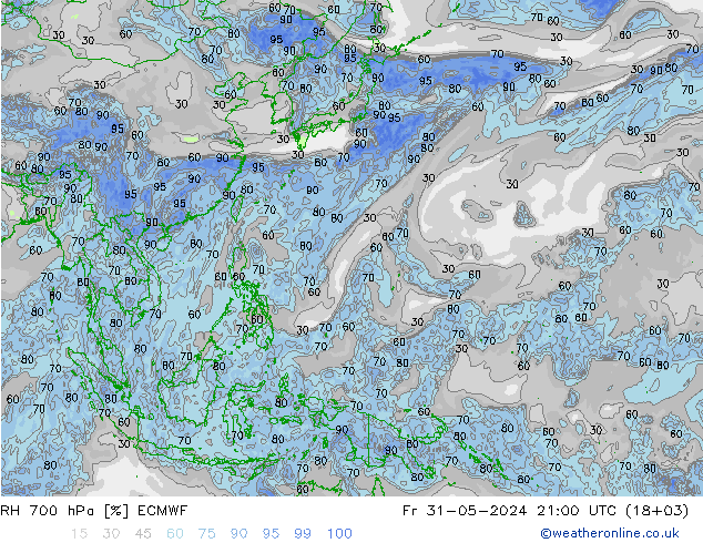 RH 700 hPa ECMWF  31.05.2024 21 UTC