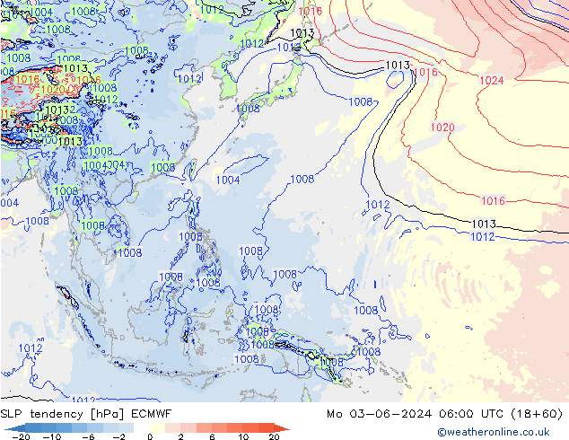 SLP tendency ECMWF Seg 03.06.2024 06 UTC