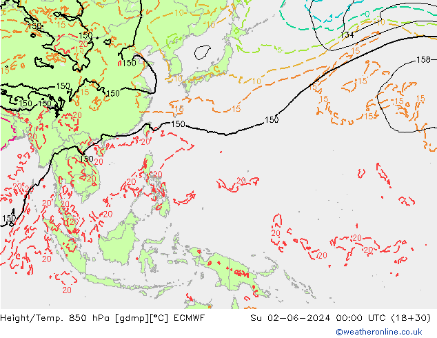 Z500/Rain (+SLP)/Z850 ECMWF Su 02.06.2024 00 UTC