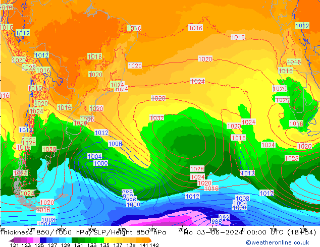 Thck 850-1000 hPa ECMWF Po 03.06.2024 00 UTC