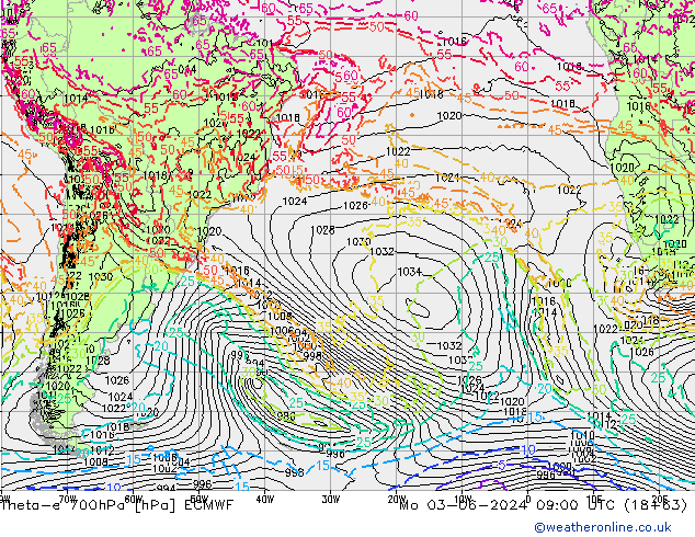 Theta-e 700hPa ECMWF ma 03.06.2024 09 UTC