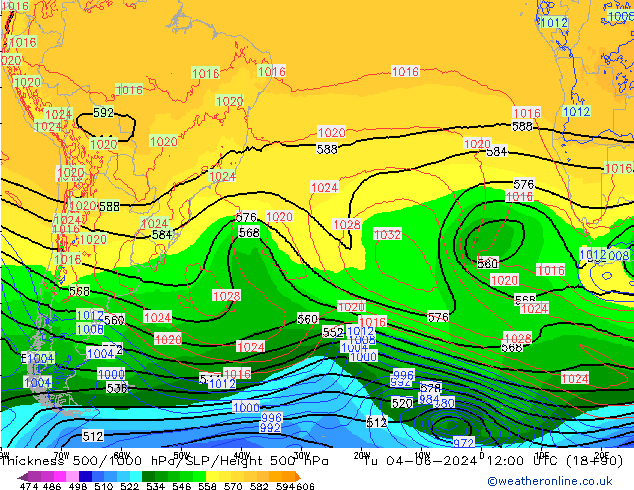 Thck 500-1000hPa ECMWF Tu 04.06.2024 12 UTC