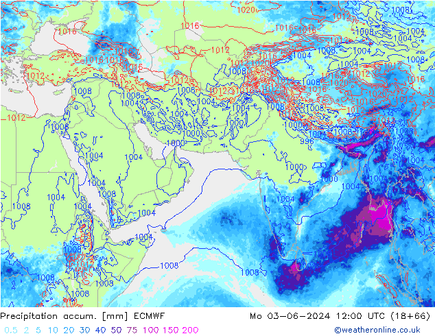 Precipitation accum. ECMWF Mo 03.06.2024 12 UTC