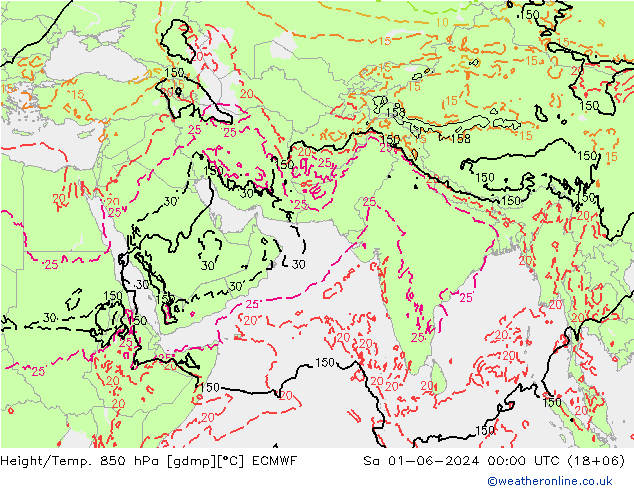Z500/Rain (+SLP)/Z850 ECMWF 星期六 01.06.2024 00 UTC