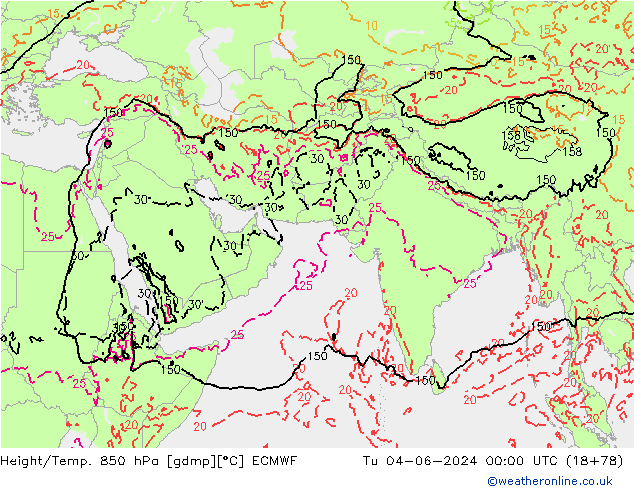 Z500/Rain (+SLP)/Z850 ECMWF Út 04.06.2024 00 UTC