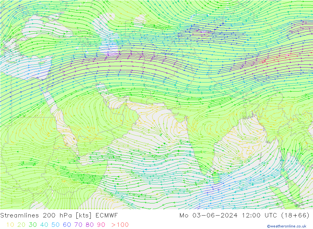 Ligne de courant 200 hPa ECMWF lun 03.06.2024 12 UTC