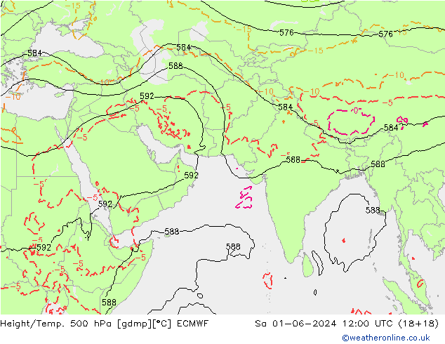 Z500/Rain (+SLP)/Z850 ECMWF So 01.06.2024 12 UTC