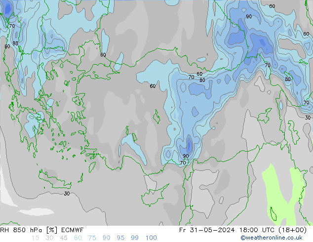 RH 850 hPa ECMWF Fr 31.05.2024 18 UTC