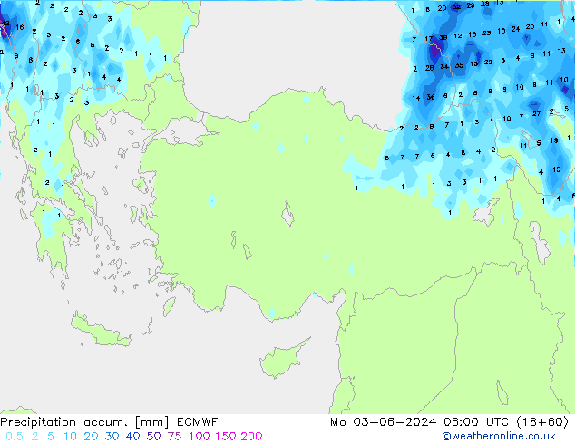 Precipitation accum. ECMWF Mo 03.06.2024 06 UTC