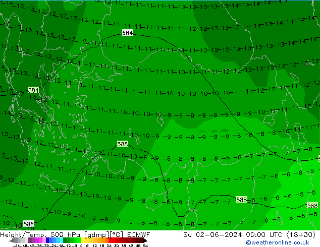 Z500/Rain (+SLP)/Z850 ECMWF Dom 02.06.2024 00 UTC