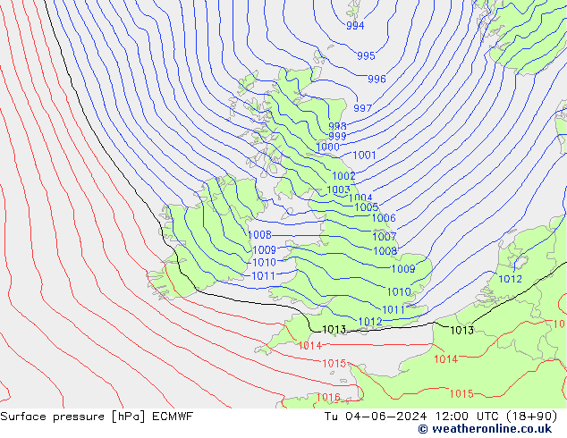 приземное давление ECMWF вт 04.06.2024 12 UTC