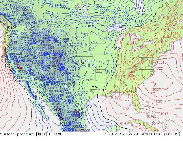 Yer basıncı ECMWF Paz 02.06.2024 00 UTC