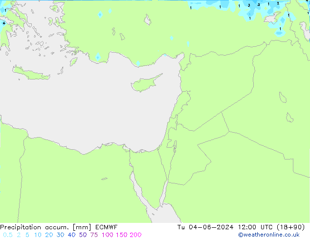 Precipitation accum. ECMWF вт 04.06.2024 12 UTC