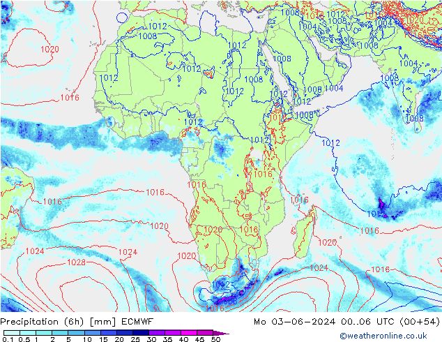 Z500/Rain (+SLP)/Z850 ECMWF lun 03.06.2024 06 UTC