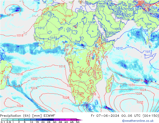 Z500/Rain (+SLP)/Z850 ECMWF Fr 07.06.2024 06 UTC