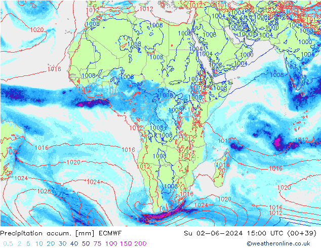 Precipitation accum. ECMWF Su 02.06.2024 15 UTC