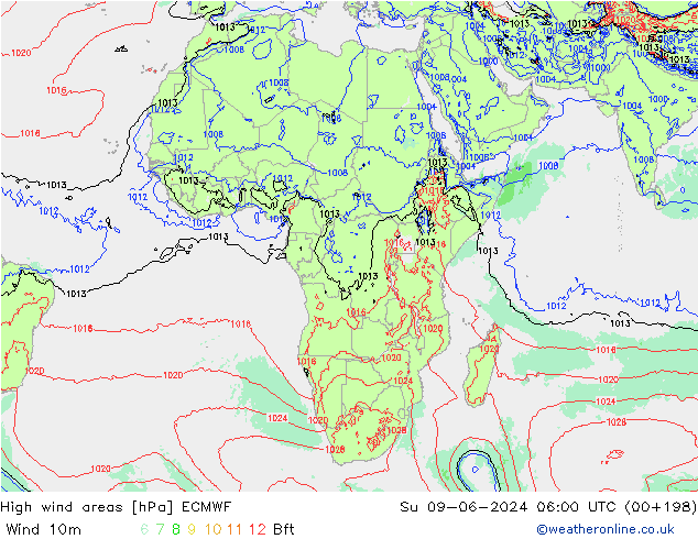 Windvelden ECMWF zo 09.06.2024 06 UTC