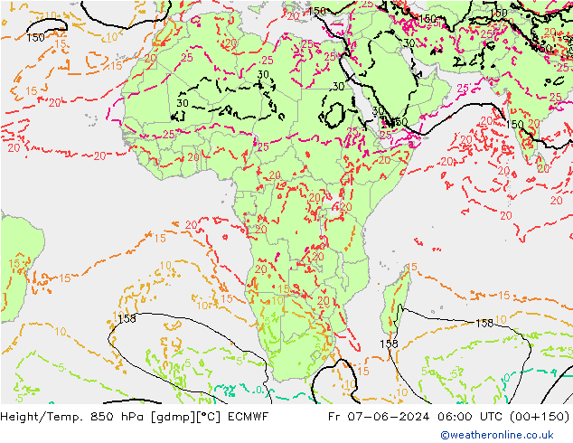 Z500/Rain (+SLP)/Z850 ECMWF Fr 07.06.2024 06 UTC