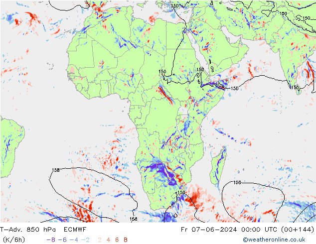 T-Adv. 850 hPa ECMWF pt. 07.06.2024 00 UTC