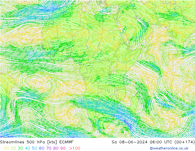Rüzgar 500 hPa ECMWF Cts 08.06.2024 06 UTC