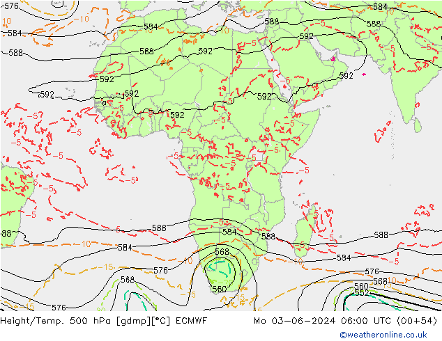 Z500/Rain (+SLP)/Z850 ECMWF lun 03.06.2024 06 UTC