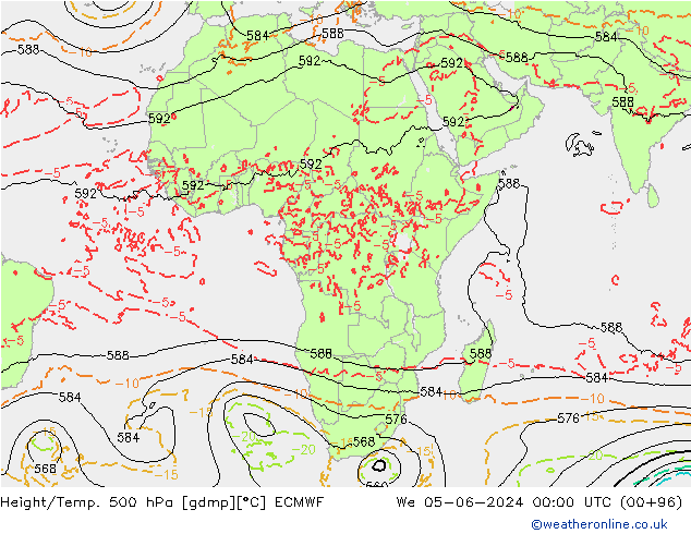 Height/Temp. 500 гПа ECMWF ср 05.06.2024 00 UTC
