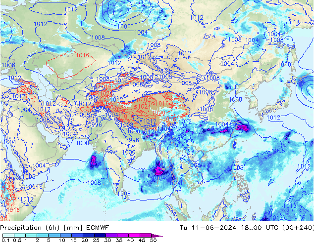 Z500/Yağmur (+YB)/Z850 ECMWF Sa 11.06.2024 00 UTC