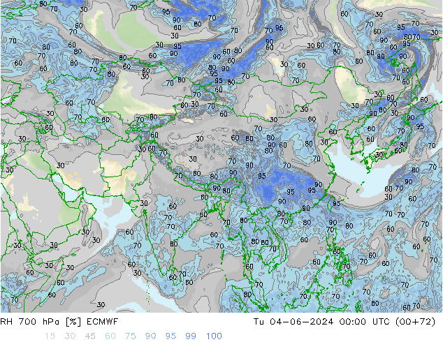 RH 700 hPa ECMWF Tu 04.06.2024 00 UTC