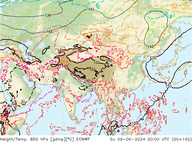 Z500/Rain (+SLP)/Z850 ECMWF Ne 09.06.2024 00 UTC