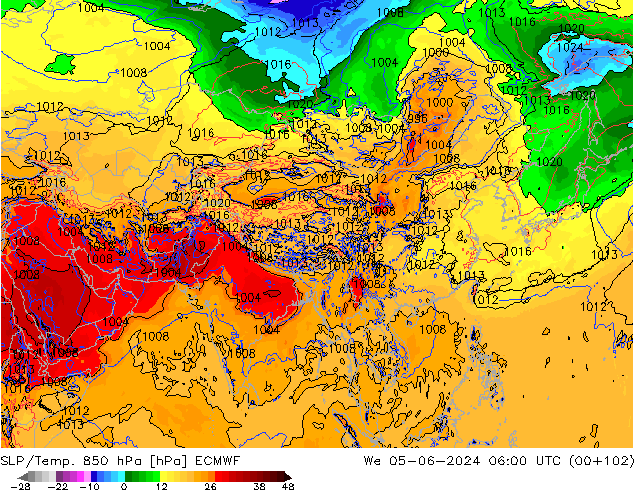 SLP/Temp. 850 hPa ECMWF We 05.06.2024 06 UTC