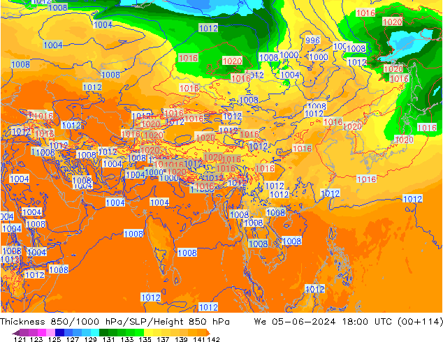 Thck 850-1000 hPa ECMWF St 05.06.2024 18 UTC