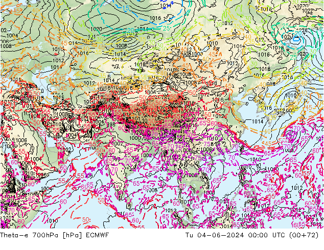 Theta-e 700hPa ECMWF Ter 04.06.2024 00 UTC