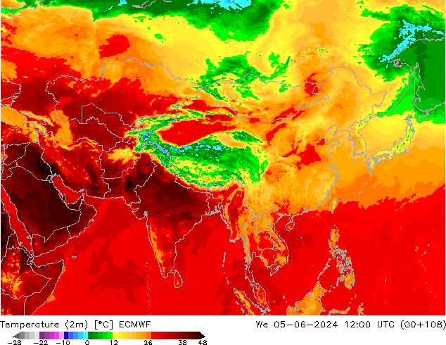 карта температуры ECMWF ср 05.06.2024 12 UTC