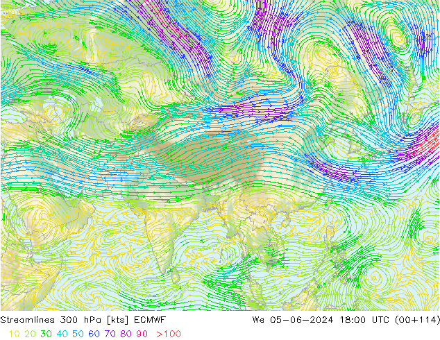 Rüzgar 300 hPa ECMWF Çar 05.06.2024 18 UTC