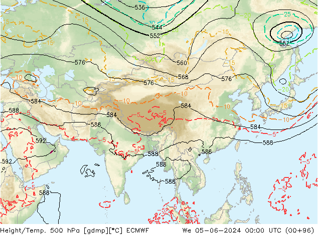 Z500/Rain (+SLP)/Z850 ECMWF mer 05.06.2024 00 UTC