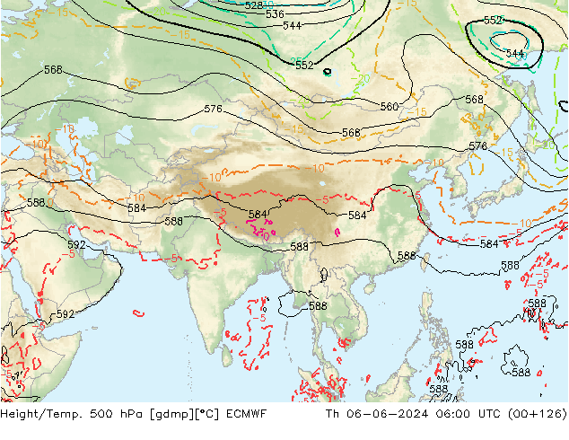 Z500/Rain (+SLP)/Z850 ECMWF czw. 06.06.2024 06 UTC