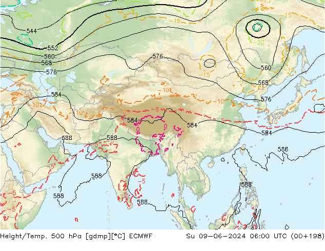 Z500/Rain (+SLP)/Z850 ECMWF Su 09.06.2024 06 UTC